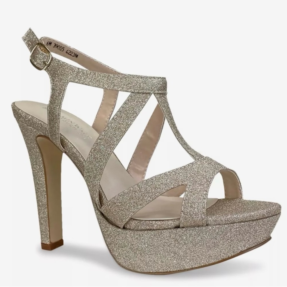 Queenie Gold Glitter Platform Heels by Benjamin Walk